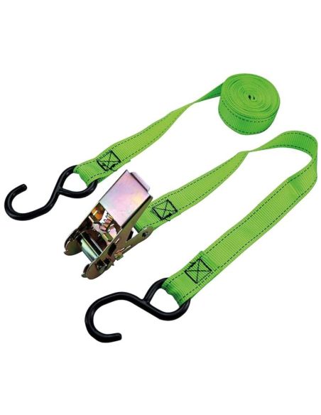 SANGLE CLIQUET + CROCHETS 5MX25MM VERT