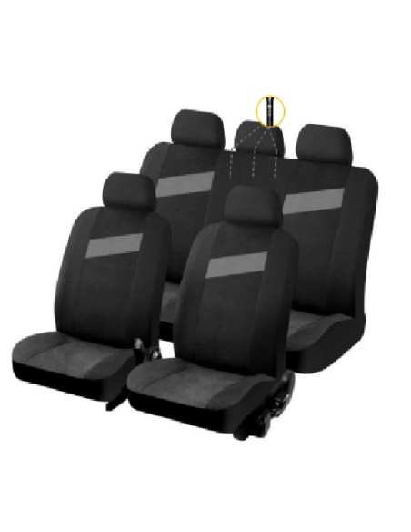 HOUSSE DE SIEGES 9 PIECES TEMPO GRIS 1/3 2/3 1/2