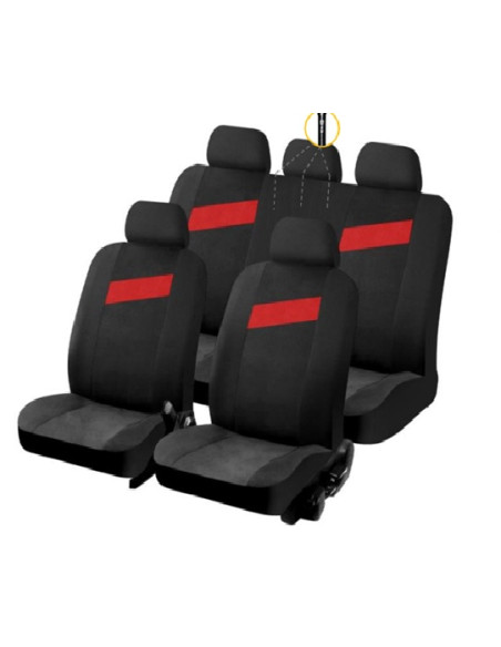 HOUSSE DE SIEGES 9 PIECES TEMPO ROUGE 1/3 2/3 1/2