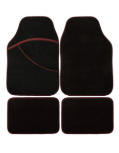 TAPIS AUTO 4 PCS ELITE NOIR AVEC LISERET ROUGE