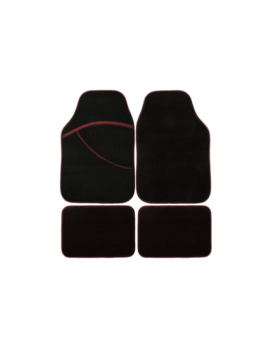 TAPIS AUTO 4 PCS ELITE NOIR AVEC LISERET ROUGE