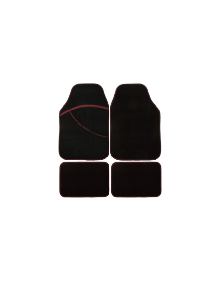 TAPIS AUTO 4 PCS ELITE NOIR AVEC LISERET ROUGE