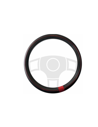 COUVRE VOLANT PVC NOIR ROUGE SPORT DIAM 37-39 CM