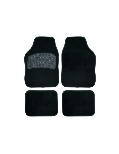JEU DE 4 TAPIS MOQUETTE UNIVERSELLE AVEC TALONNETTE PVC PRENIUM