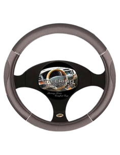 COUVRE VOLANT CUIR GRIS FONCE